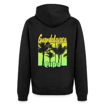 Guardalavaca Cuba - Unisex Premium Bio Zip Hoodie - Schwarz - Hinten - Nico (187cm)