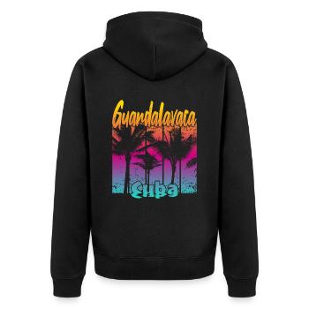 Guardalavaca Cuba - Unisex Premium Bio Zip Hoodie - Schwarz - Hinten - Nico (187cm)
