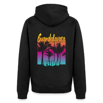 Guardalavaca Cuba - Unisex Premium Bio Zip Hoodie - Schwarz - Hinten - Nico (187cm)