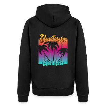 Zihuatanejo Mexico - Unisex Premium Bio Zip Hoodie - Schwarz - Hinten - Nico (187cm)