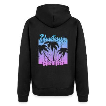 Zihuatanejo Mexico - Unisex Premium Bio Zip Hoodie - Schwarz - Hinten - Nico (187cm)