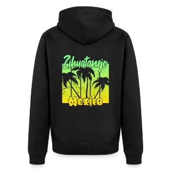 Zihuatanejo Mexico - Unisex Premium Bio Zip Hoodie - Schwarz - Hinten - Nico (187cm)