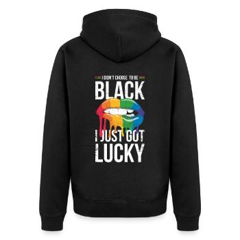 Je n’ai pas choisi de devenir noir - Veste à capuche bio Premium Unisexe - noir - Dos - Nico (187cm)