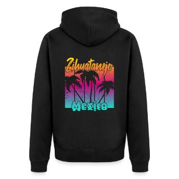 Zihuatanejo Mexico - Unisex Premium Bio Zip Hoodie - Schwarz - Hinten - Nico (187cm)
