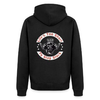 Muscel Car V8 Turbocharger Tuning Rennwagen - Unisex Premium Bio Zip Hoodie - Schwarz - Hinten - Nico (187cm)