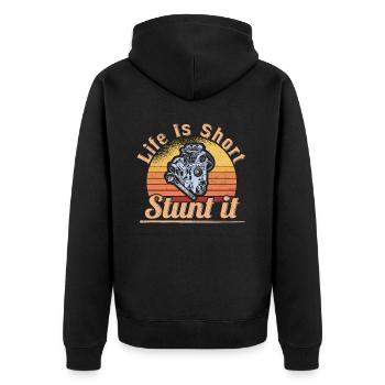 Muscel Car V8 Turbocharger Tuning Rennwagen - Unisex Premium Bio Zip Hoodie - Schwarz - Hinten - Nico (187cm)