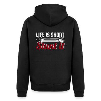Muscel Car V8 Turbocharger Tuning Rennwagen - Unisex Premium Bio Zip Hoodie - Schwarz - Hinten - Nico (187cm)
