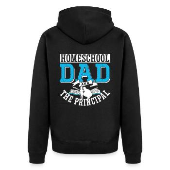 Homeschool Papa Alias Direktor Homeschooling Vater - Unisex Premium Bio Zip Hoodie - Schwarz - Hinten - Nico (187cm)