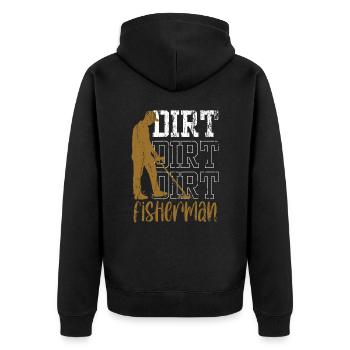 Dirt Fischer Metal Detecting Dirt Fishing - Unisex Premium Bio Zip Hoodie - Schwarz - Hinten - Nico (187cm)
