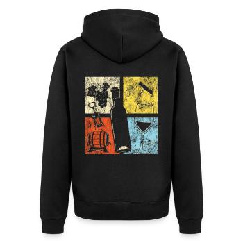 Sommelier Wine Drinking Tasting - Unisex Premium Bio Zip Hoodie - Schwarz - Hinten - Nico (187cm)