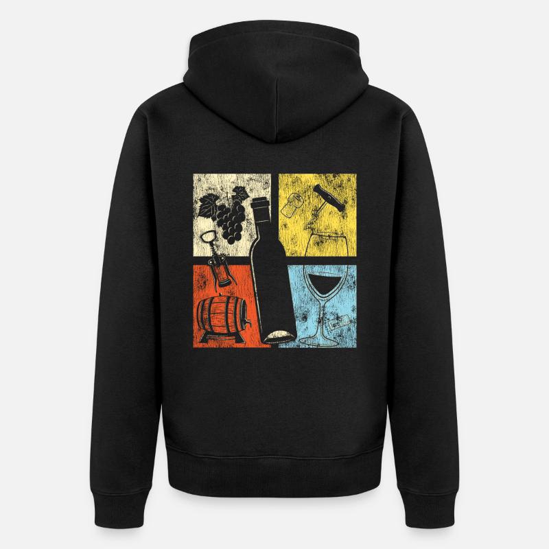 Sommelier Wine Drinking Tasting - Unisex Premium Bio Zip Hoodie - Schwarz