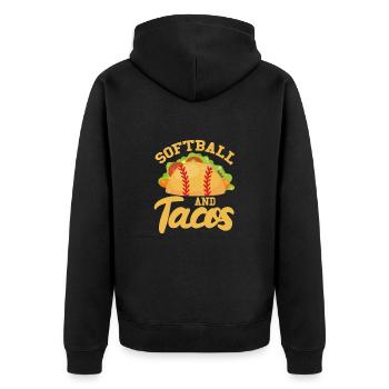 Softball Tacos Baseball Pitcher Sport Geschenk - Unisex Premium Bio Zip Hoodie - Schwarz - Hinten - Nico (187cm)