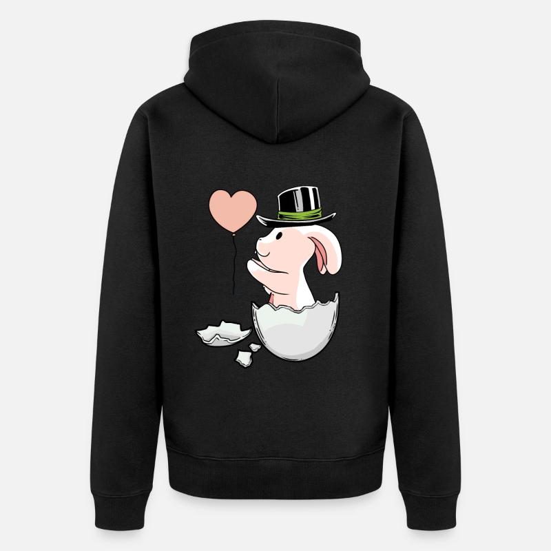 Easter Balloon EggShell Easter Rabbit - Unisex Premium Organic Zip Hoodie - black