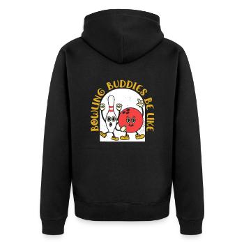 Bowling - Unisex Premium Bio Zip Hoodie - Schwarz - Hinten - Nico (187cm)