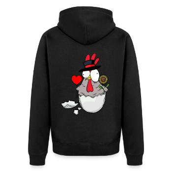 Anniversaire Poulet Félicitations Félicitations Naissance - Veste à capuche bio Premium Unisexe - noir - Dos - Nico (187cm)