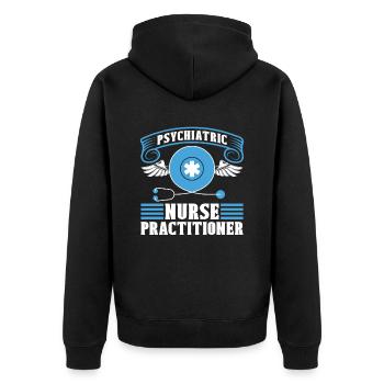 Krankenschwester - Unisex Premium Bio Zip Hoodie - Schwarz - Hinten - Nico (187cm)