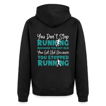 Running Runner Half Marathon - Unisex Premium Organic Zip Hoodie - black - Back - Nico (187cm)
