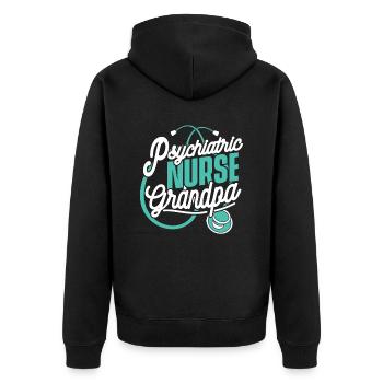 Krankenschwester - Unisex Premium Bio Zip Hoodie - Schwarz - Hinten - Nico (187cm)