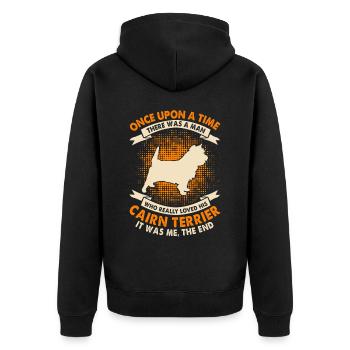 Einmal - Cairn Terrier - Unisex Premium Bio Zip Hoodie - Schwarz - Hinten - Nico (187cm)