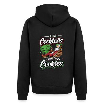 Christmas In Juli, Party, Surfen, Santa Hawaiian - Unisex Premium Bio Zip Hoodie - Schwarz - Hinten - Nico (187cm)