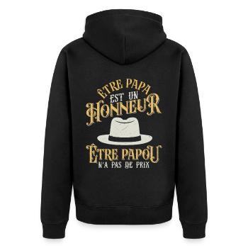 Être Papou N'a Pas De Sans Prix Fete Des Grand - Veste à capuche bio Premium Unisexe - noir - Dos - Nico (187cm)