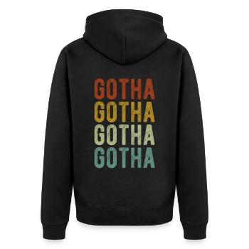 Gotha Stadt Retro Vintage - Unisex Premium Bio Zip Hoodie - Schwarz - Hinten - Nico (187cm)