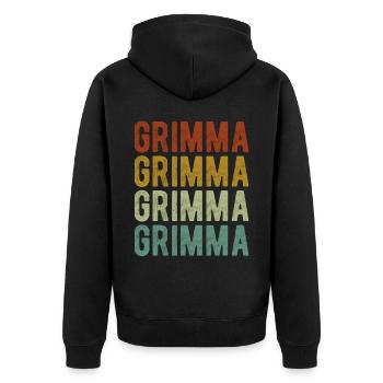 Grimma Stadt Retro Vintage - Unisex Premium Bio Zip Hoodie - Schwarz - Hinten - Nico (187cm)