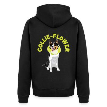 Collie-Flower Hund Welpe Pfote Liebe Border Collie - Unisex Premium Bio Zip Hoodie - Schwarz - Hinten - Nico (187cm)