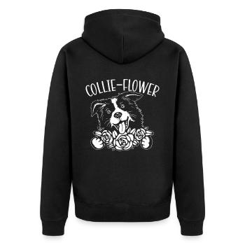 Collie-Flower Hund Welpe Pfote Liebe Border Collie - Unisex Premium Bio Zip Hoodie - Schwarz - Hinten - Nico (187cm)