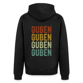 Guben Stadt Retro Vintage - Unisex Premium Bio Zip Hoodie - Schwarz - Hinten - Nico (187cm)
