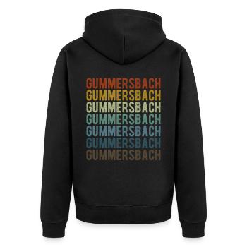 Gummersbach Stadt Retro Vintage - Unisex Premium Bio Zip Hoodie - Schwarz - Hinten - Nico (187cm)