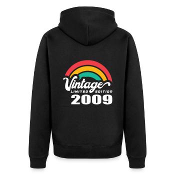 Vintage Anniversaire Anniversaire Rétro 2009 Limité - Veste à capuche bio Premium Unisexe - noir - Dos - Nico (187cm)