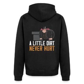 Ein wenig Schmutz hat nie geschadet Kamin Schornsteinfeger - Unisex Premium Bio Zip Hoodie - Schwarz - Hinten - Nico (187cm)