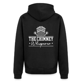 Der Schornsteinflüsterer Kamin Schornsteinfegen - Unisex Premium Bio Zip Hoodie - Schwarz - Hinten - Nico (187cm)