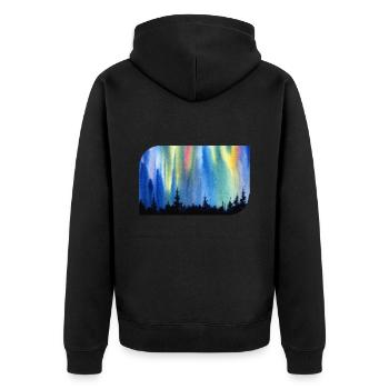 Northern Lights Forest Aurora Borealis - Unisex Premium Organic Zip Hoodie - black - Back - Nico (187cm)