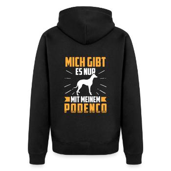 Podenco mich gibt es nur mit spanischer Podenco - Unisex Premium Bio Zip Hoodie - Schwarz - Hinten - Nico (187cm)
