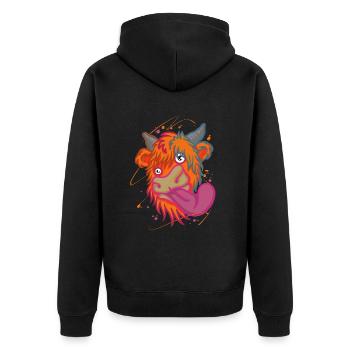 Scottish Highland Cow Cattle Cow Whisperer Farming - Unisex Premium Organic Zip Hoodie - black - Back - Nico (187cm)