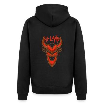 Scottish Highland Cow Cattle Cow Whisperer Farming - Unisex Premium Organic Zip Hoodie - black - Back - Nico (187cm)