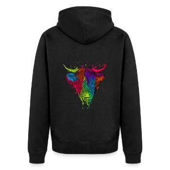Scottish Highland Cow Cattle Cow Whisperer Farming - Unisex Premium Organic Zip Hoodie - black - Back - Nico (187cm)