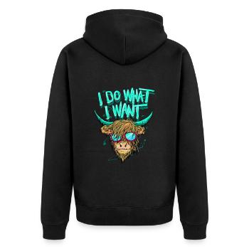 Je fais ce que je veux Scottish Highland Cow Cattle - Veste à capuche bio Premium Unisexe - noir - Dos - Nico (187cm)