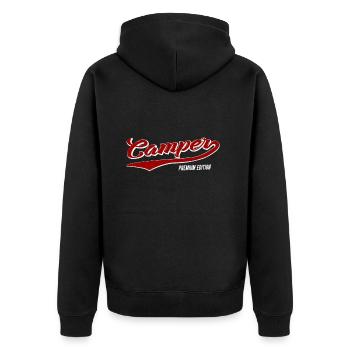 Camper Premium Edition Vintage Camping Motiv - Unisex Premium Bio Zip Hoodie - Schwarz - Hinten - Nico (187cm)