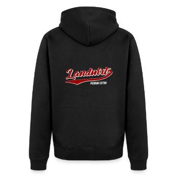 Landwirt Premium Bauer Farmer Vintage Motiv - Unisex Premium Bio Zip Hoodie - Schwarz - Hinten - Nico (187cm)