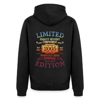 Anniversaire 2005 Édition Limitée Cadeau Occasion Cool - Veste à capuche bio Premium Unisexe - noir - Dos - Nico (187cm)