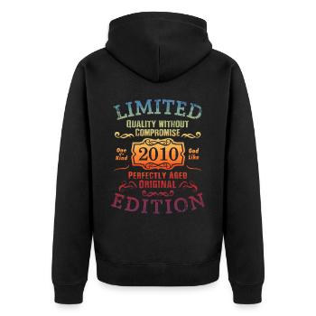 Geburtstag 2010 Limited Edition Geschenk Used Cool - Unisex Premium Bio Zip Hoodie - Schwarz - Hinten - Nico (187cm)