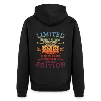 Birthday 2012 Limited Edition Gift Used Cool - Unisex Premium Organic Zip Hoodie - black - Back - Nico (187cm)