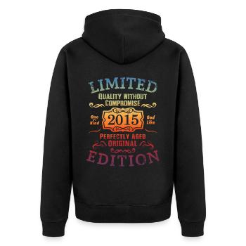 Geburtstag 2015 Limited Edition Geschenk Used Cool - Unisex Premium Bio Zip Hoodie - Schwarz - Hinten - Nico (187cm)