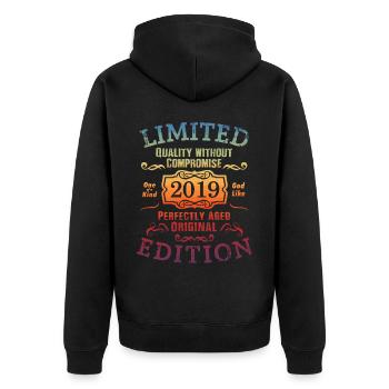 Anniversaire 2019 Édition Limitée Cadeau Occasion Cool - Veste à capuche bio Premium Unisexe - noir - Dos - Nico (187cm)