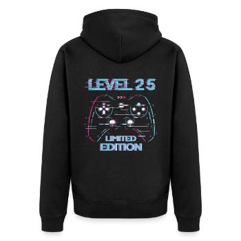 Anniversaire Niveau 25 Gaming Édition Limitée Gamer - Veste à capuche bio Premium Unisexe - noir - Dos - Nico (187cm)