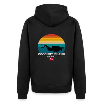 Coconut Island US Island Diving - Unisex Premium Organic Zip Hoodie - black - Back - Nico (187cm)
