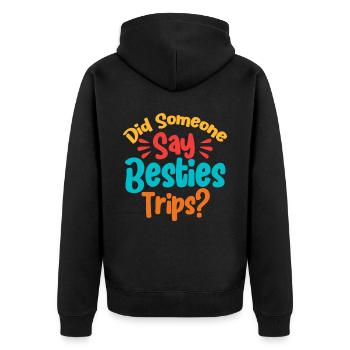 Besties Trip Urlaubsreise Urlaub Geschenk - Unisex Premium Bio Zip Hoodie - Schwarz - Hinten - Nico (187cm)